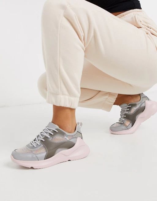 ASOS DESIGN Delhi sneakers in gray and pink | ASOS US