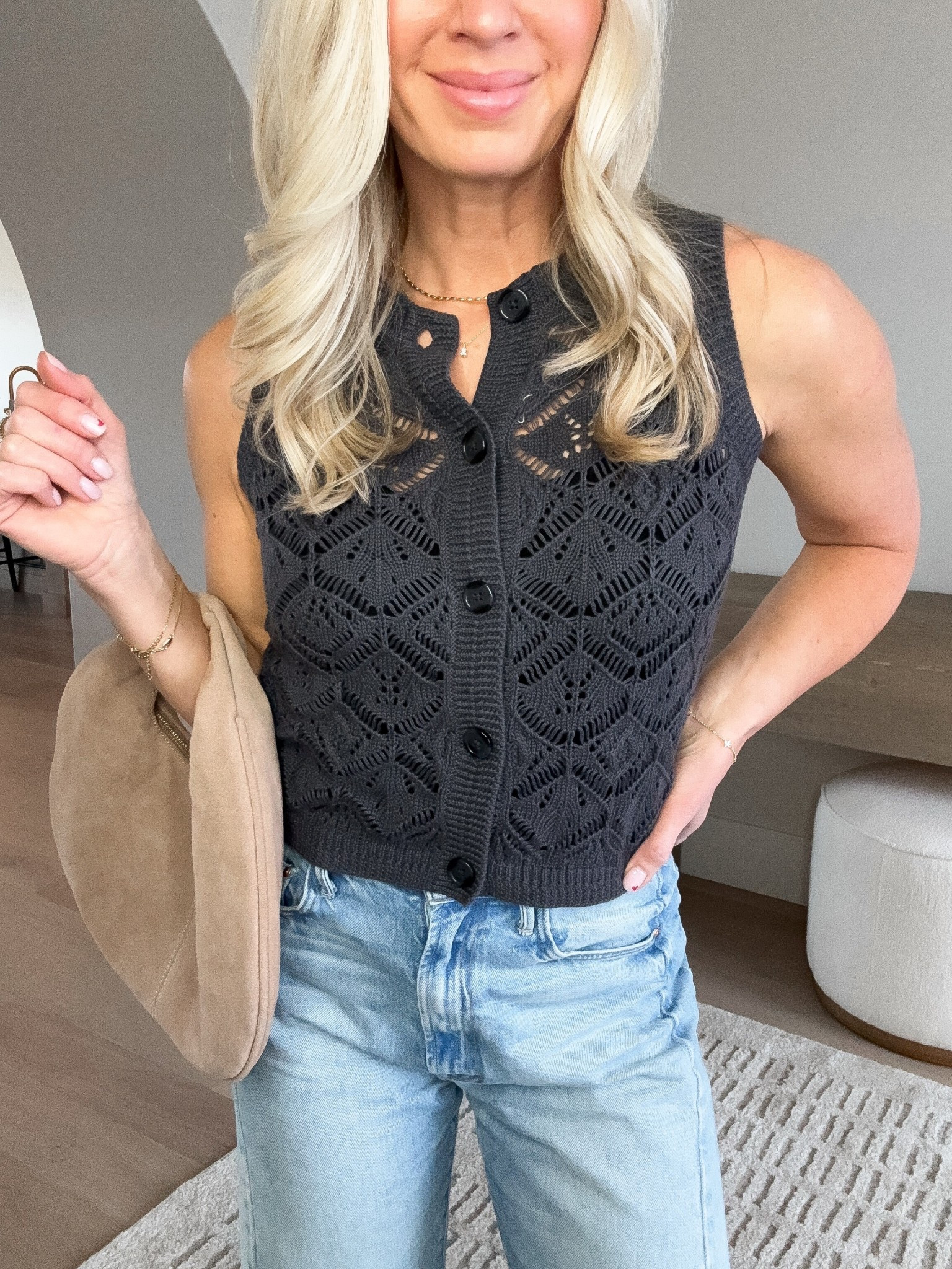 Target sweater vest, spring outfit idea spring OOTD size down in the best and the jeans

#LTKmomlife #LTKOver40 #LTKootd