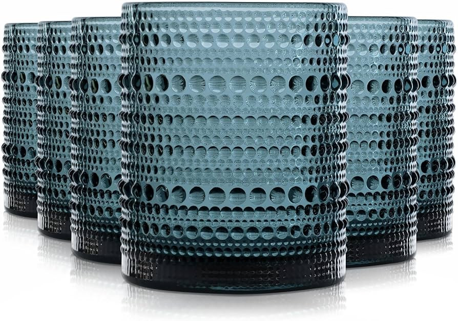Hobnail Drinking Glasses Set of 6, Vintage Colored Glassware 11oz, Beverage Glass Cups for Water,... | Amazon (US)