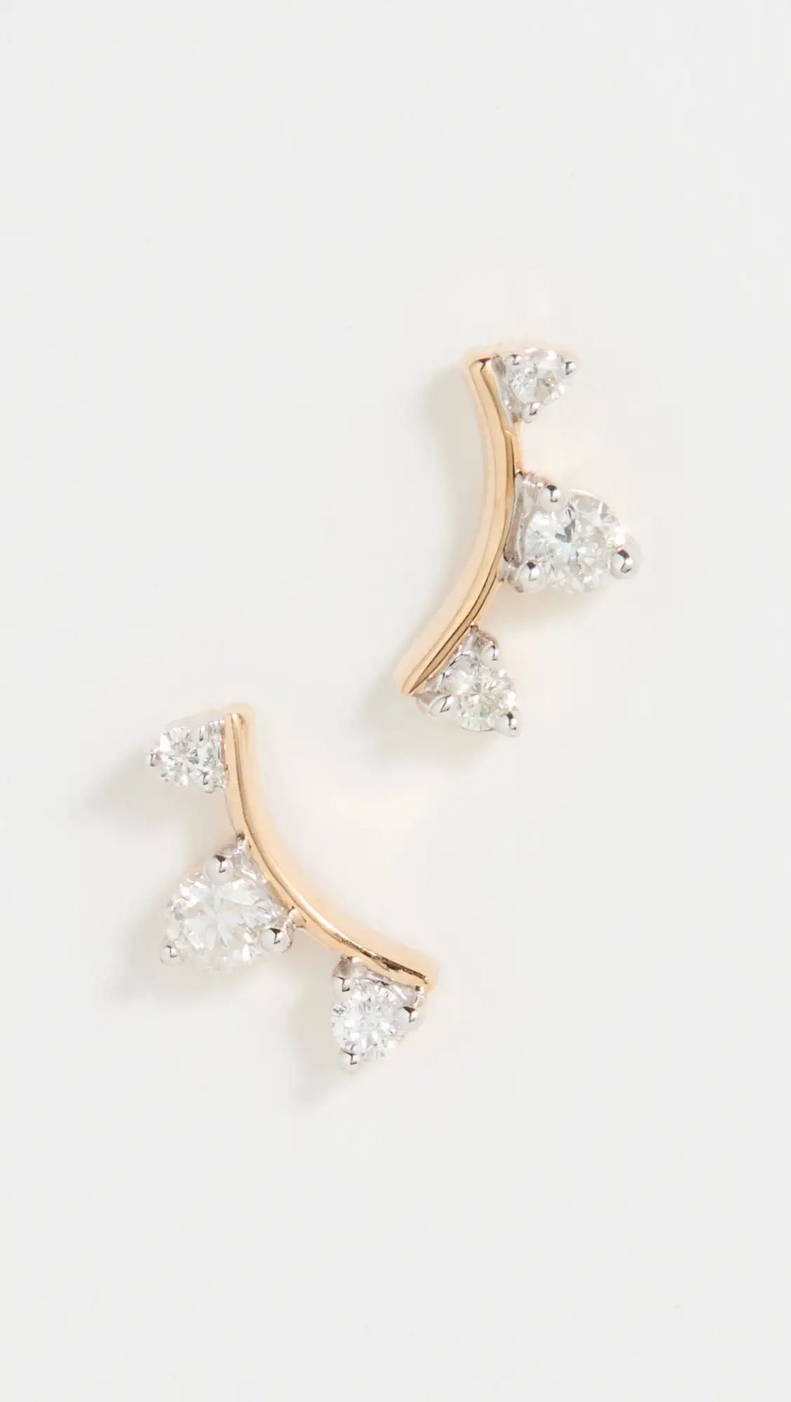 Adina Reyter 14k Gold Three Diamond Amigos Curve Post Earrings | Shopbop | Shopbop