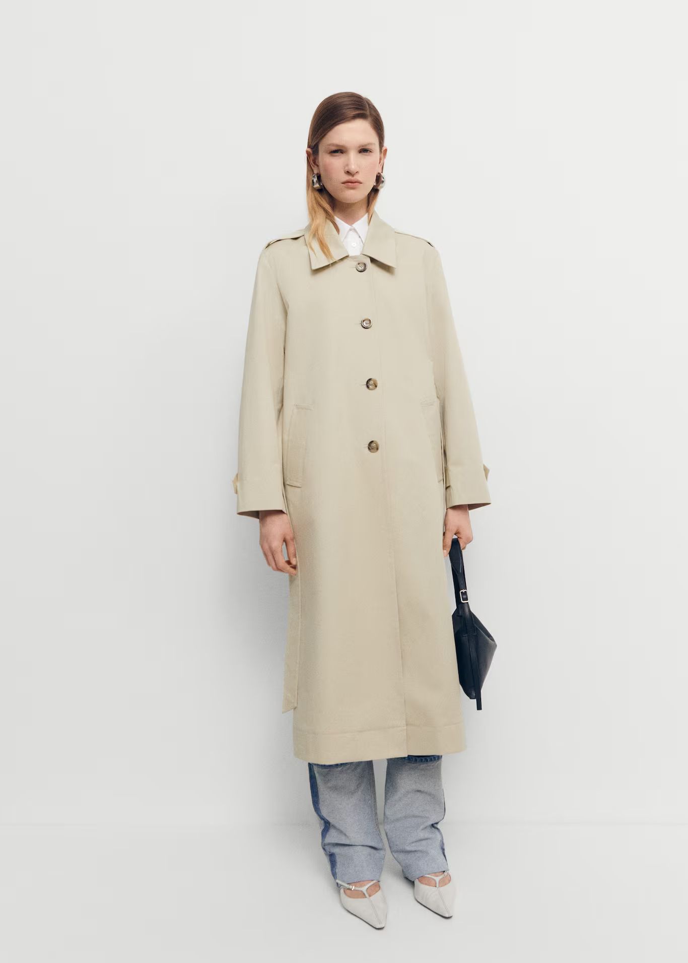 Cotton trench coat with shirt collar -  Women | Mango USA | MANGO (US)