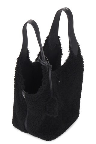 Shearling & Pebble Leather Tote Medium in Black | Revolve Clothing (Global)