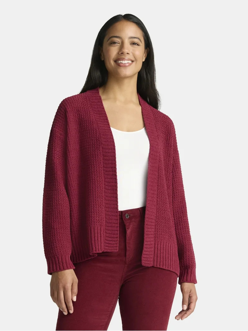 Time and Tru Women's Chenille Cardigan Sweater, Midweight, Sizes XS-XXXL | Walmart (US)