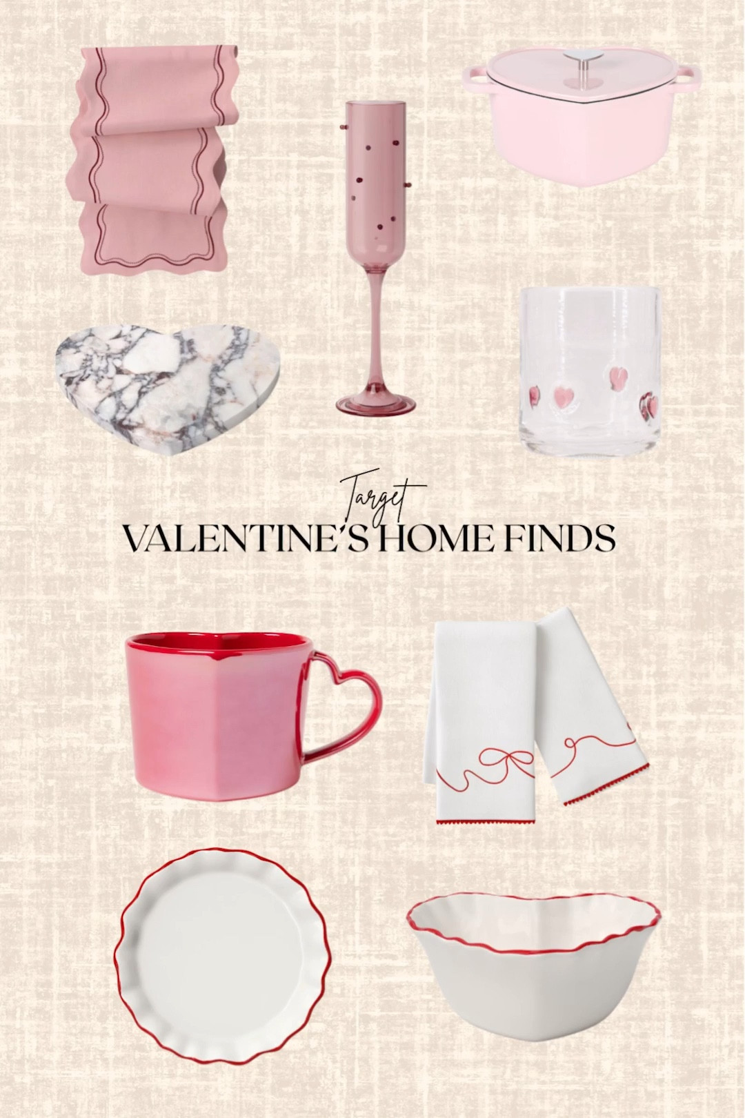 Target Valentine’s Home Finds! 

Mugs, heart shaped dutch oven, table runner, glass, plate, towels

#LTKHome #LTKSeasonal #LTKFindsUnder100