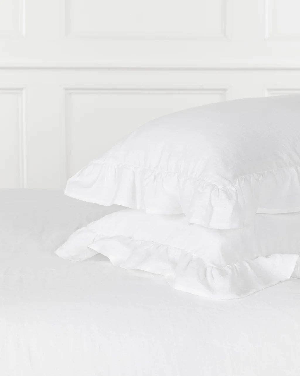 Ruffle White Linen Shams (Set of 2) | McGee & Co.