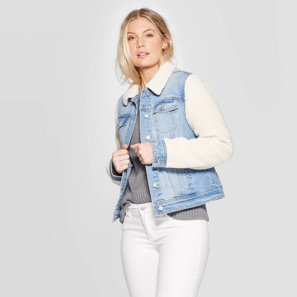 Women's Denim Sherpa Jacket - Universal Thread™ Light Blue | Target