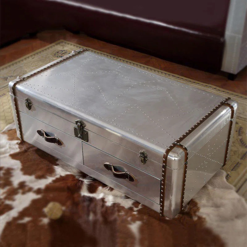 Vintage Industrial Aluminum Skin Coffee Table Coffee Table | Wayfair North America