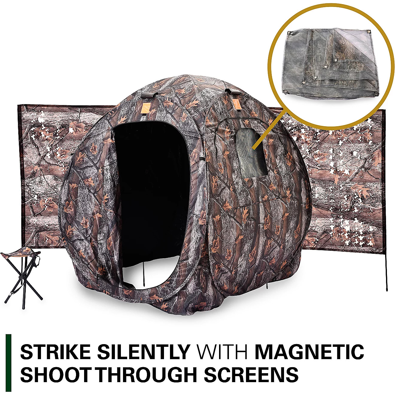 Rukket Sports Black Hoof Outdoors Hunting Blind with Tripod Stool and Ground Screen | Academy Sports + Outdoors
