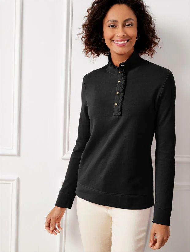 Ruffle Placket Mockneck Pullover | Talbots