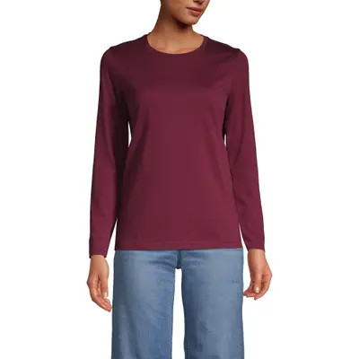 Lands' End Relaxed Supima Cotton Long Sleeve Crew Neck T-Shirt in White at Nordstrom, Size X-Large P | Nordstrom