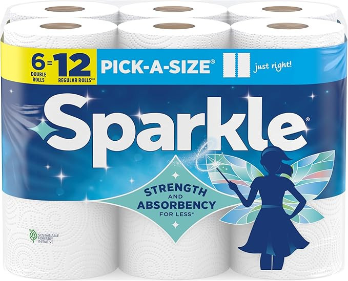 Sparkle Pick-A-Size Paper Towels, 6 Double Rolls (660 Sheets Total) - Strong 2-Ply Towels for Kit... | Amazon (US)