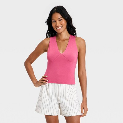 Women's V-Neck Tank Top - A New Day™ Pink XL | Target