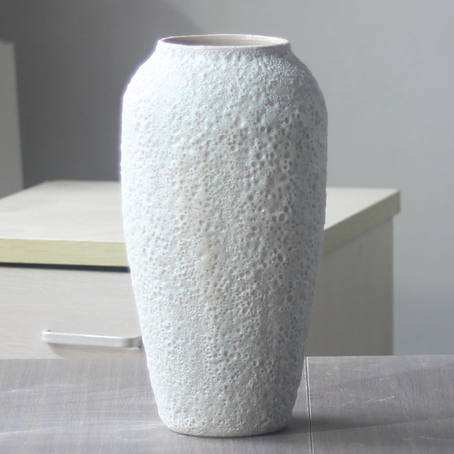 Denique White Ceramic Vase Flower Vase, Textured Vase for Centerpieces, Vintage Farmhouse Tall Va... | Amazon (US)