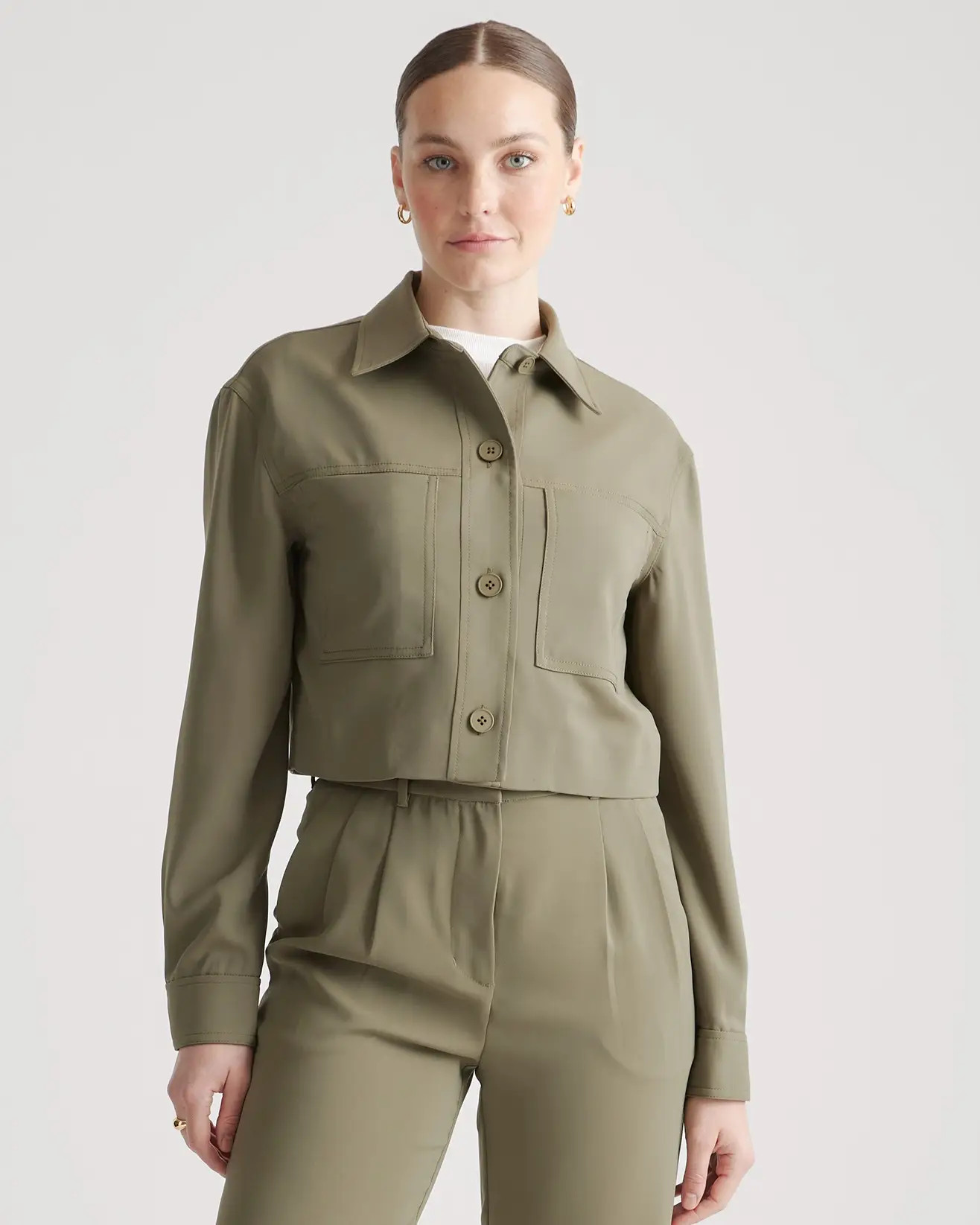 Stretch Crepe Cropped Jacket | Quince
