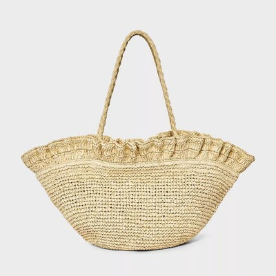 Straw Ruffle Crochet Fan Tote Bag - A New Day Natural | eBay | eBay US