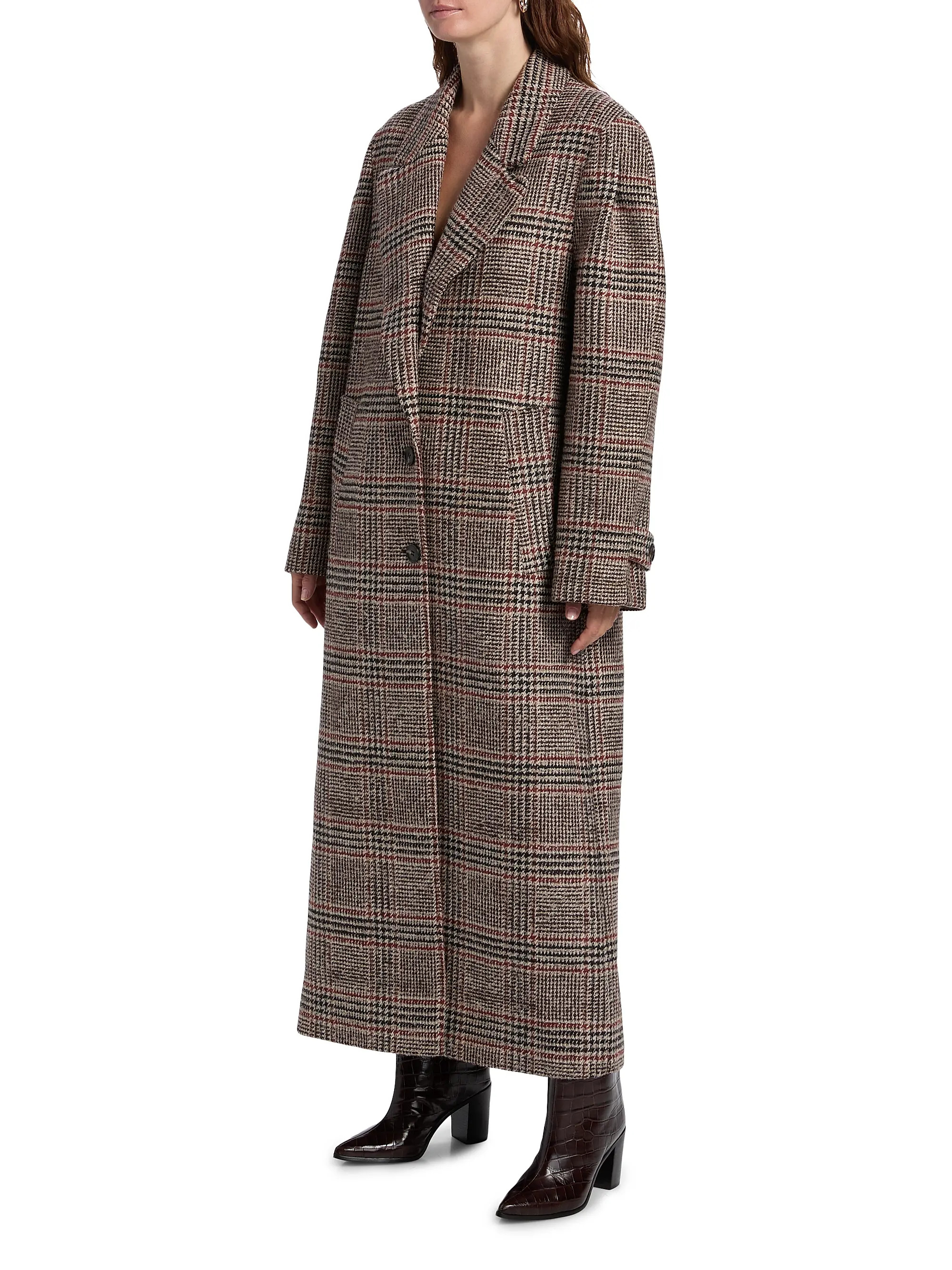 Jenkins Houndstooth Plaid Longline Coat | Saks Fifth Avenue