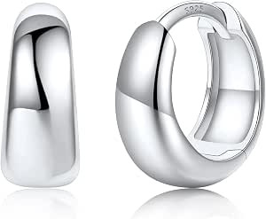 Silvora 14K Gold Plated Chunky Hoop Earrings for Women, Small Thick Huggie Hoops with 925 Sterlin... | Amazon (US)