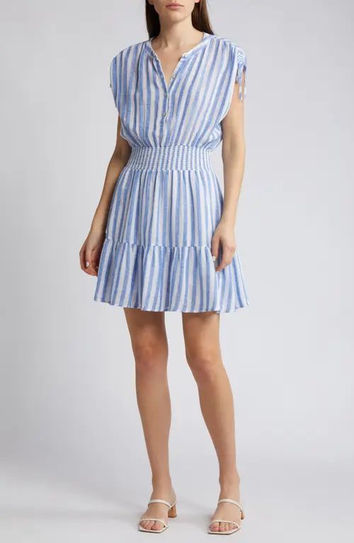 Rails Samina Stripe Smocked Linen Blend Dress | Nordstrom | Nordstrom