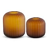 K&K Interiors 17494A Set of 2 Handmade Ribbed Amber Glass Vases | Amazon (US)