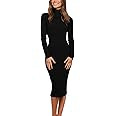 MEROKEETY Women's Ribbed Long Sleeve Sweater Dress High Neck Slim Fit Knitted Midi Dress | Amazon (US)