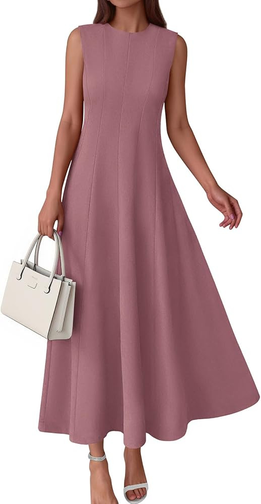 PRETTYGARDEN Sleeveless Crewneck Spring Maxi Dresses for Women 2026 Elegant Classy Semi Formal A ... | Amazon (US)