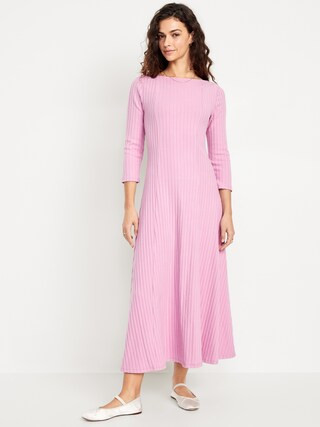 Fit & Flare Ribbed Maxi Dress | Old Navy (US)