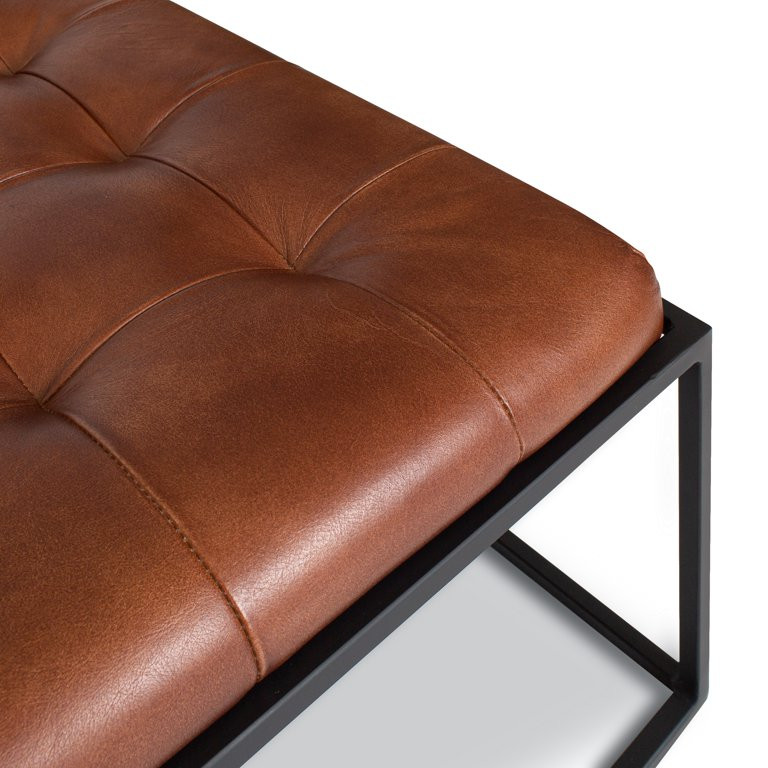 Edgemod Curio Ottoman in Tan Leather and Black Legs | Walmart (US)