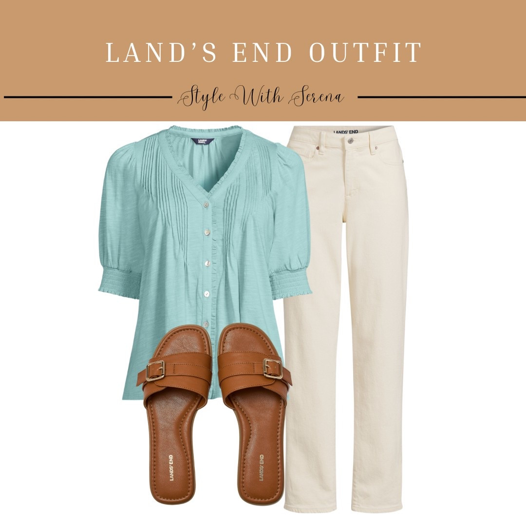 Lands end outfit, spring outfit, spring fashion, white pants, sandals 

#LTKFindsUnder100 #LTKOver40 #LTKStyleTip