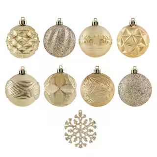 Home Accents Holiday 101 Count Gold Shatterproof Ornaments C-16068A | The Home Depot