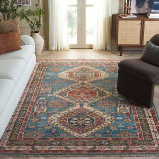 Samarkand 6 ft. x 9 ft. Blue/Red Oriental Area Rug | The Home Depot