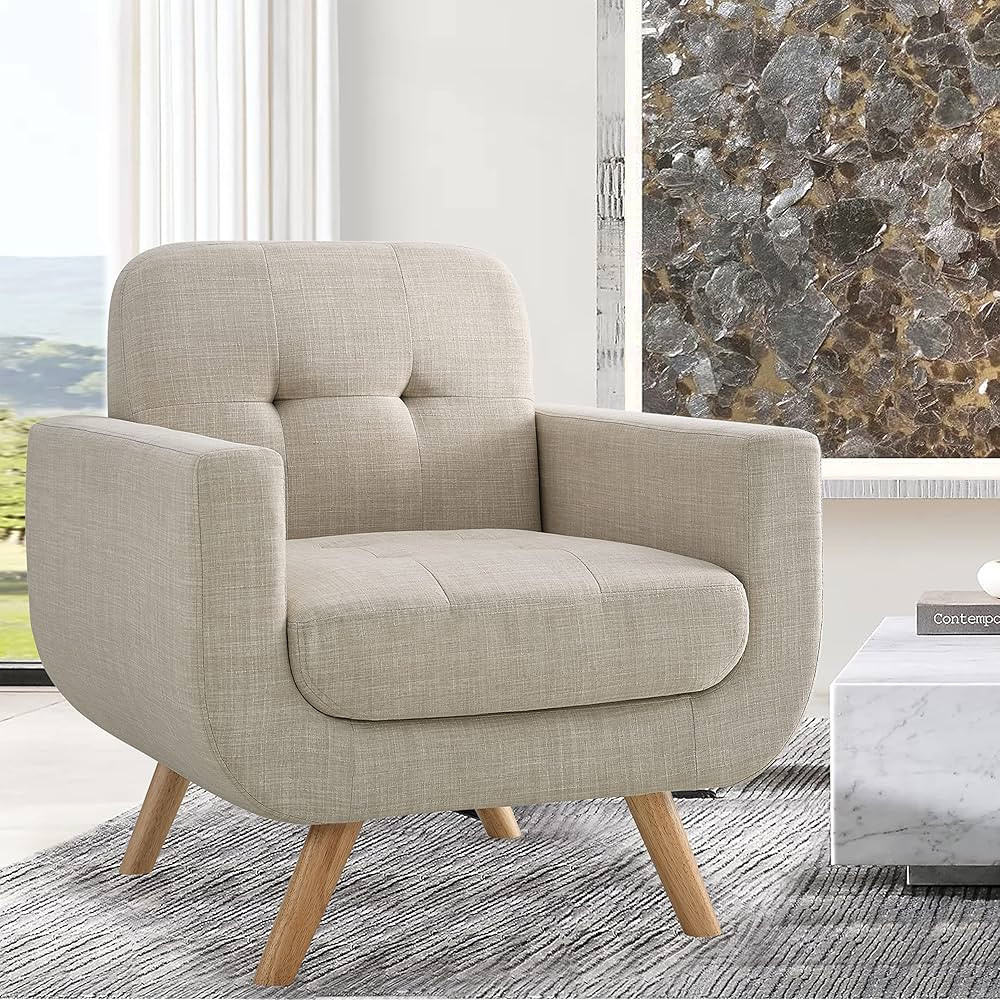 Rosevera Elena Contemporary Accent Armchair with Linen Upholstery Living Room Furniture, 1SEAT, B... | Amazon (US)