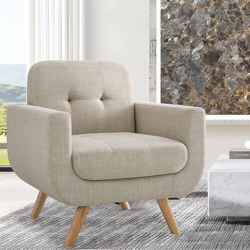 Rosevera Elena Contemporary Accent Armchair with Linen Upholstery Living Room Furniture, 1SEAT, B... | Amazon (US)