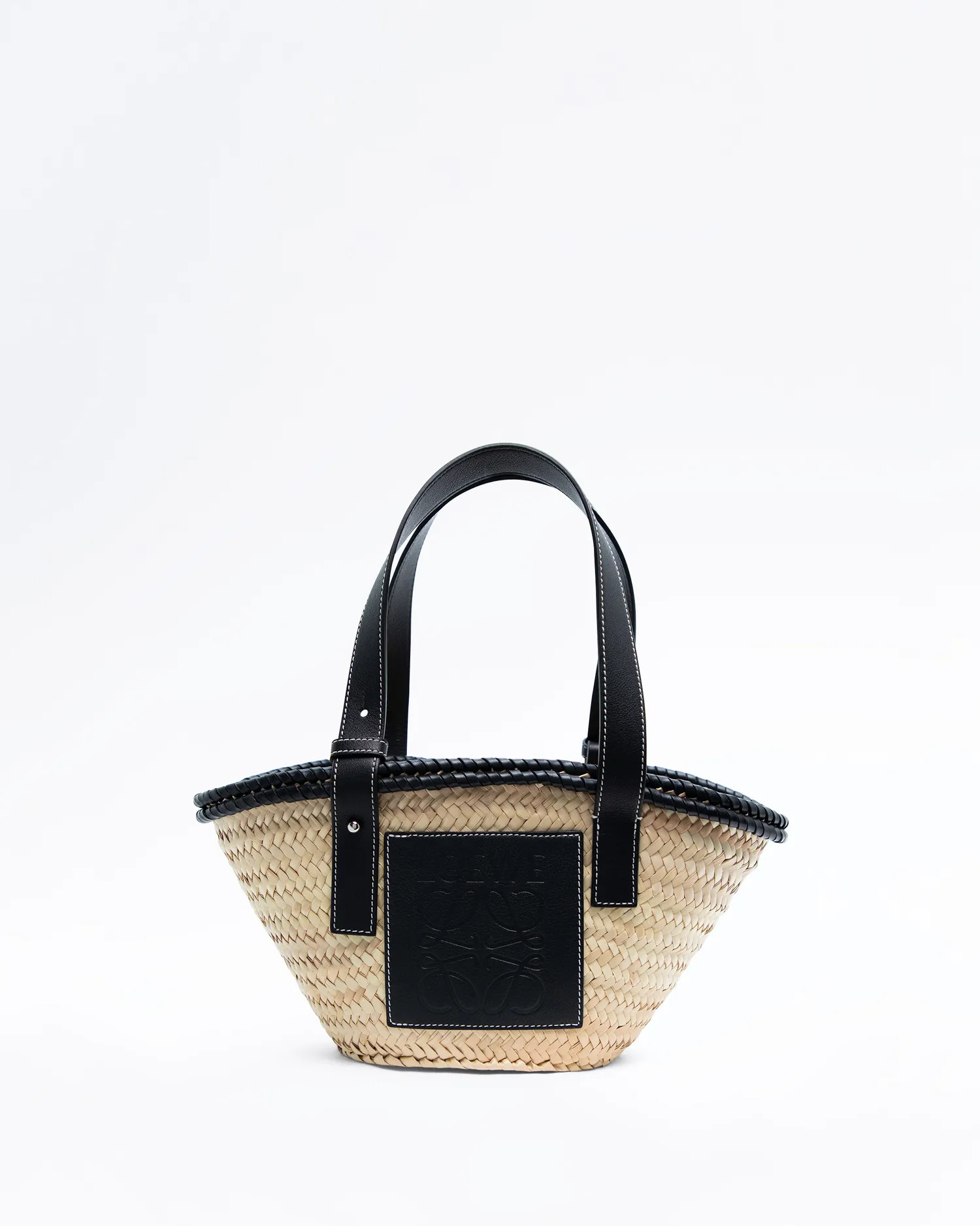 Raffia and Leather Small Basket Tote Bag | Vivrelle
