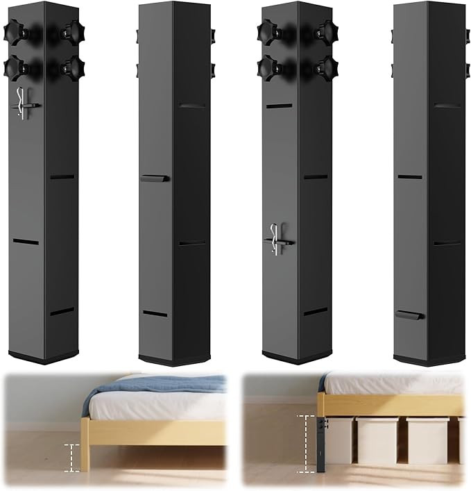 2025 Up-Grade Carbon Steel Bed Risers 2.3" Diameter Dorm Bed Riser Adjustable Height (3.2", 5.1",... | Amazon (US)
