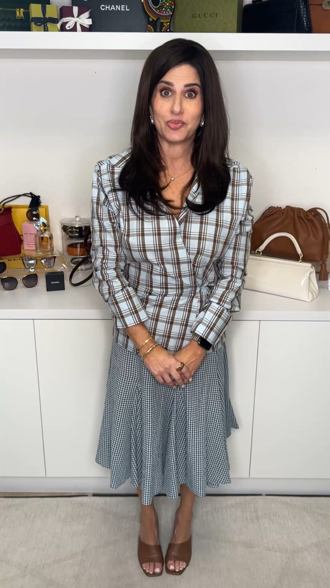 Such a nice look! The color combination is so pretty. These are sold separately. Top is a sm , skirt XS . I even like this skirt with a Brown tank. #skirtset #mixedprintoutfit 

#LTKOver40 #LTKootd #LTKPetite