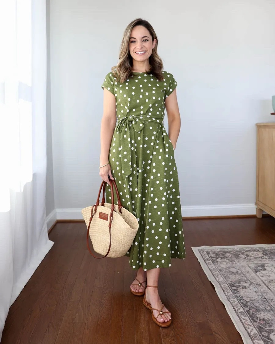How to style polka dots for work this Summer!

Outfit 1:
Green (Boden): petite 0
Straw bag (Sezane)
Sandals (Dolce Vita): true to size

Outfit 2:
Polka dot skirt (Ann Taylor): petite 0 - sized up
Black top (Ann Taylor): petite xxs
Heels: tts

Outfit 3:
Green dress (Ann Taylor): petite xxs
Shoes (Sam Edelman): tts

My measurements for reference: I’m 4’10” and 105lbs. My bust, waist, and hip measurement is 32”, 24”, and 36”.

#LTKWorkwear #LTKPetite #LTKSaleAlert