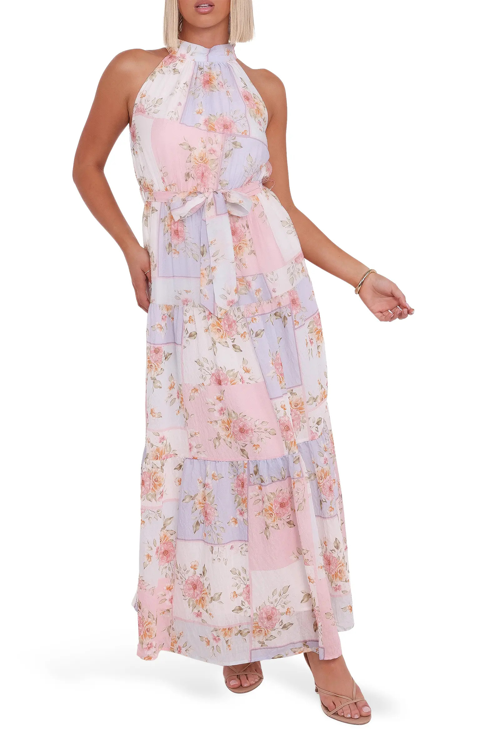 Caroline Floral Mock Neck Maxi Dress | Nordstrom