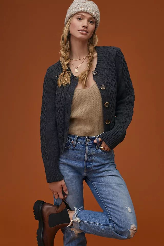 Maeve Cable-Knit Cardigan | Anthropologie (US)