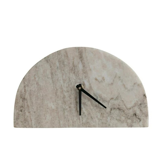 Bloomingville Decorative Half Moon Marble Mantel Clock, Beige and Black | Walmart (US)