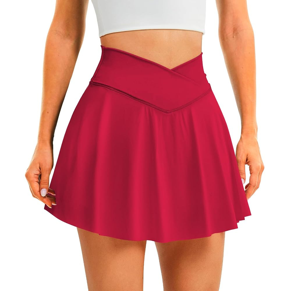 Womens Tennis Skirt with Pockets Shorts Crossover High Waisted Athletic Skorts Skirts for Golf Ru... | Amazon (US)