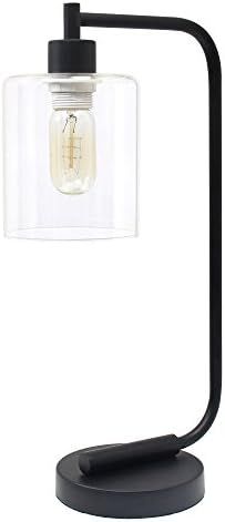 Simple Designs LD1036-BLK, Black Bronson Antique Style Industrial Iron Lantern Glass Shade Desk L... | Amazon (US)