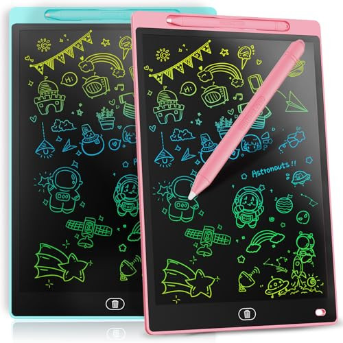 [2 Pack] Genialba LCD Writing Tablet 10-Inch Colorful Doodle Board, Toddler Learning Educational Toys Gifts for 3-8 Years Old Girls and Boys, Electronic Drawing Pad for Kids (Pink&Blue) | Amazon (US)