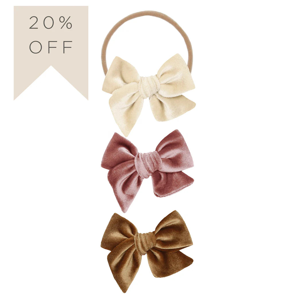 Velvet Bow 3 Pack: Rose Headbands | Lou Lou & Company