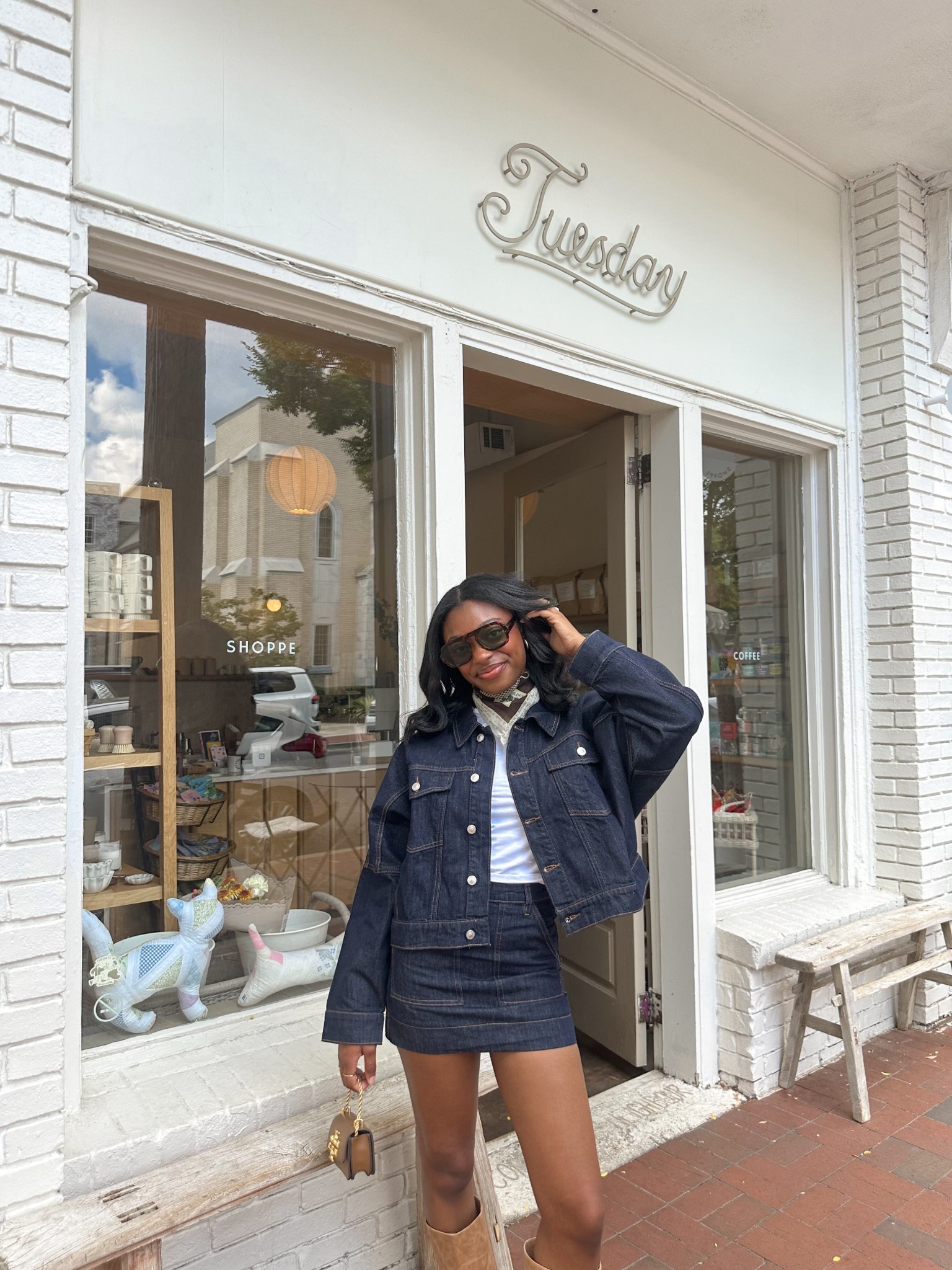 cutie dark denim match set from Princess Polly, boots from Steve Madden 

#LTKItBag #LTKStyleTip #LTKFallSale