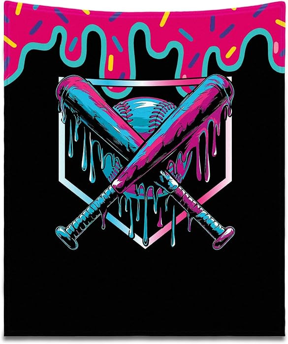 Tegeme Baseball Drip Ice Cream Blanket Pink Baseball Drip Ice Cream Throw Blanket Warm Ultra Soft... | Amazon (US)