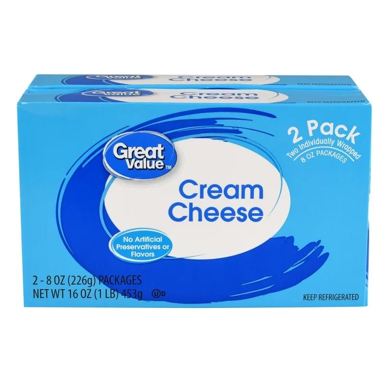 Great Value Cream Cheese, 8 oz, 2 count | Walmart (US)