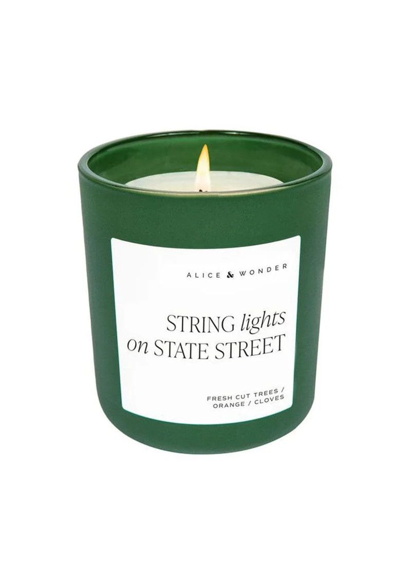 String Lights On State Street Soy Candle -  Green 15oz | Alice & Wonder