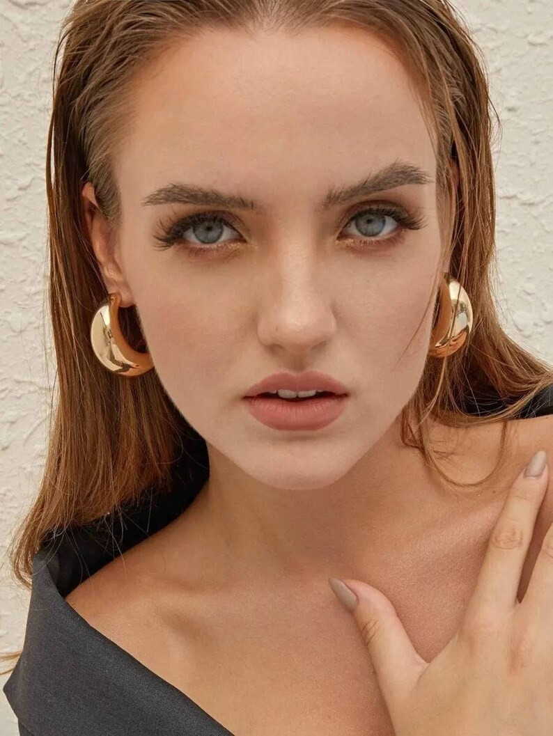 Chunky Bottega hoop earrings, Big Round earrings, gold Bottega earrings, Hoop Stud earrings, Chun... | Etsy (US)