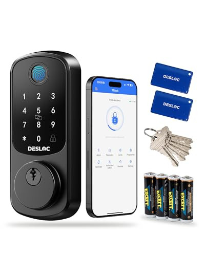 DESLOC B200 Fingerprint Smart Door Lock, Keyless Entry Door Lock, App Control, Smart Locks for Front Door, Smart Deadbolt Lock, Touchscreen Keypad, Emergency Power Port, 12 Months Battery, IP54 | Amazon (US)