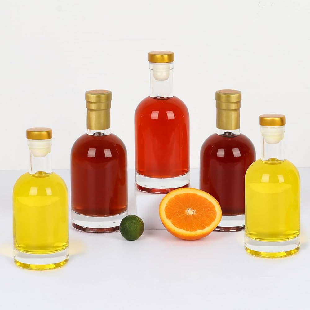 6 oz Glass Bottles with Lids, 6 Pack Liquor Bottles, Heavy Base Wine Bottles with T-Top Cap and H... | Amazon (US)